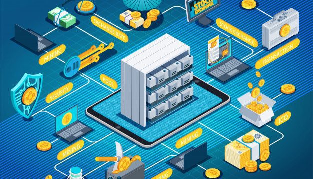 blockchain cryptocurrency isometric flowchart 1284 23782