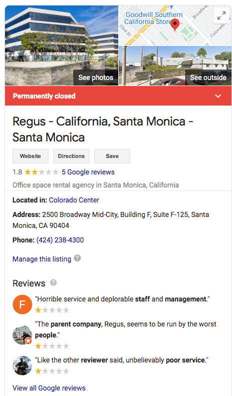 Regus : IWCPLC Permanently Closes Locations as they Struggle with Clients and Unscrupulous Employees like Adam Mazza 33