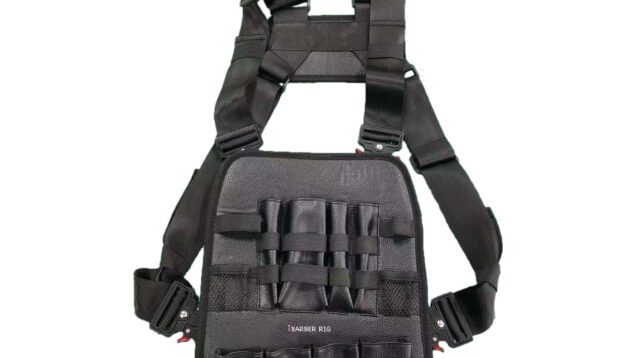 white Barber Rig Functional Barber Rig Chest Vest clippers case portable carrier 1 1