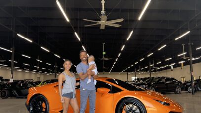 Kevin L. Walker Donnabella Mortel Adonis Walker and their lamborghini Huracan LP610 4 at West Coast Exotic cars scaled
