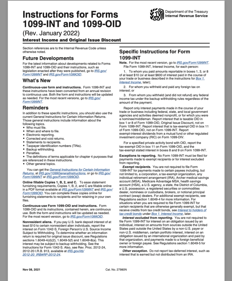 1099 OID and 1099 OID Instructions (Rev. January 2022)