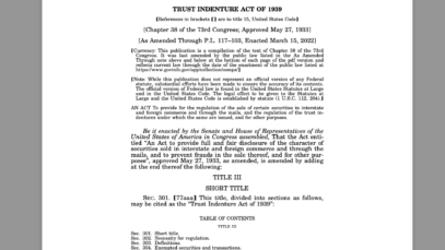 TRUSTEE INDENTURE ACT OF 1939