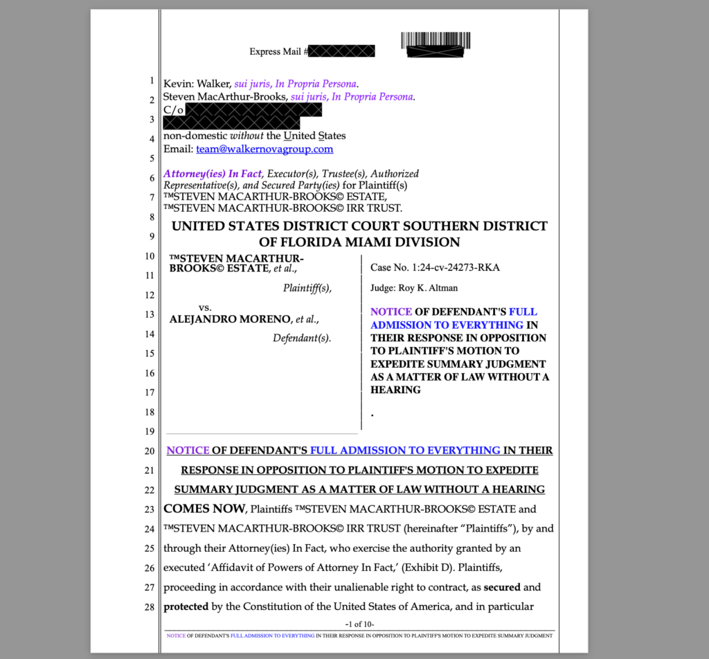 $16 Billion Lawsuit Sheppard Mullin Lawyers:Defendants tell Judge Roy K. Altman Contract Law, the U.C.C., and Natural Law is Meritless and Baseless